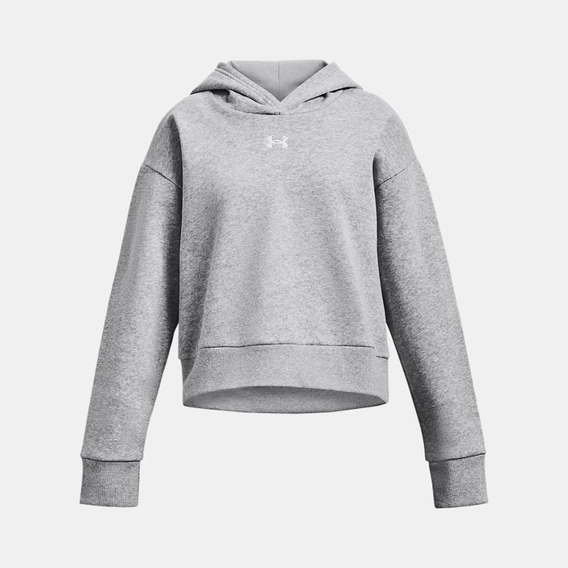 Rival Fleece Girls Crop Hoodie Mod Gray Light Heather / White YLG (59 in)