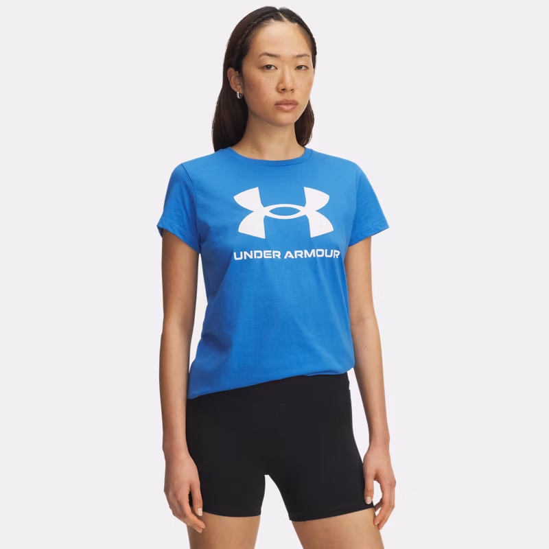 Rival Logo WoMens Short Sleeve Blue Atlantis / White M