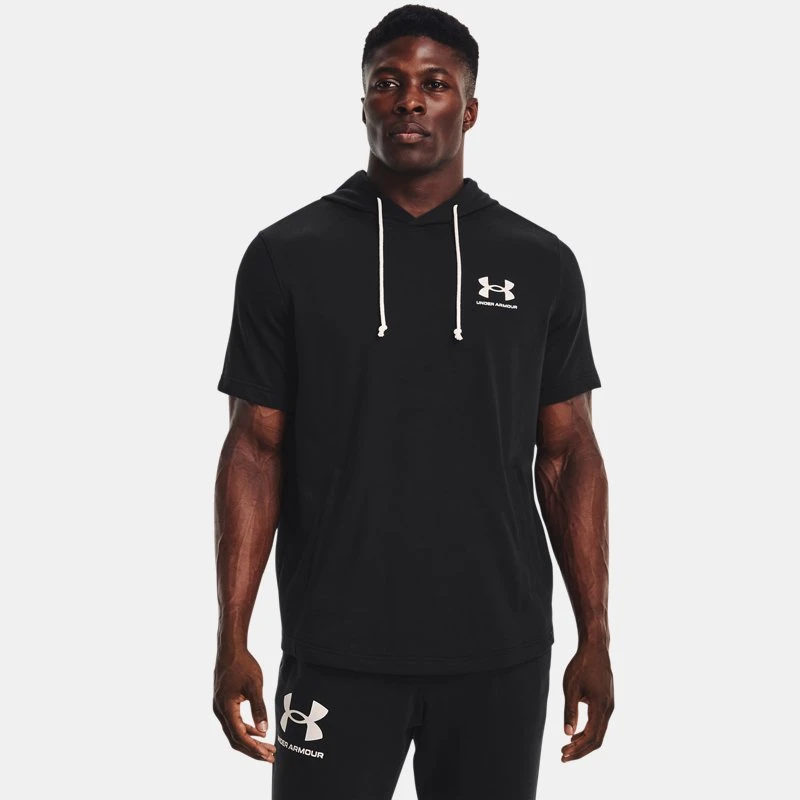Rival Terry Mens Short Sleeve Hoodie Black / Onyx White