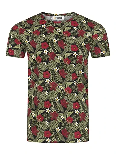 RIVBill Men's T-Shirt Photo Print Crew Neck Short Sleeve Shirt Regular Summer Hawaii Floral Pattern 