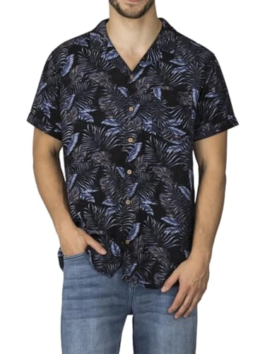 RIVMick Men's Short Sleeve Shirt Regular Fit Summer Hawaiian Shirt Chest Pocket Floral Photo Print B