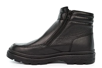 Roamers Mens Wide Open Leather Ankle Boots With Thermal Lining And Twin Zip Fastening Black 10 UK