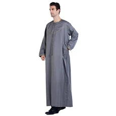 Robe Middle Stand Color Men's Collar Muslim Arab Solid Muslim Clothes Gowns for Women Ready to Wear Men's Robes