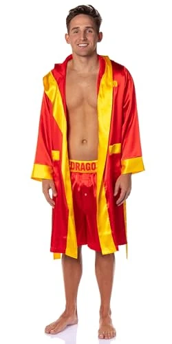 Rocky Balboa Men's Film Movie Satin Robe and Short Set, Ivan Drago, L-X-L