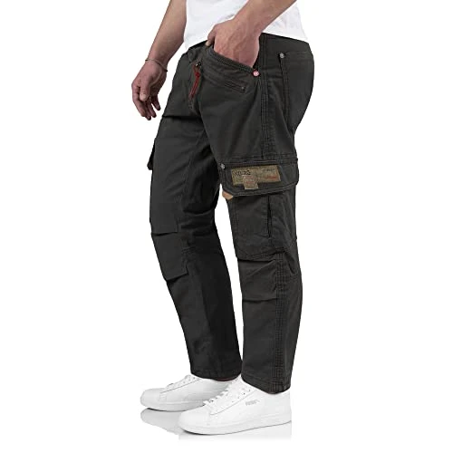 RogerTZ Roger Men's Casual Modern Cargo Trousers, Graphite Blue, 38 W/32 L