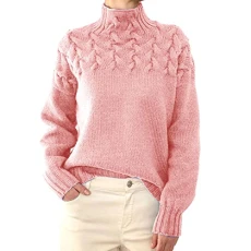 Roll Neck Jumpers for Women UK Sweater Cardigan Women 70Th Birthday Gifts for Women Gym Running Women Turtleneck Sweater Women Cowl Neck Sweater for Women Ladies Clothes Sale Clearance Pink