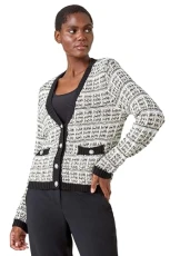 Roman Cotton Blend Boucle Button Cardigan for Women UK - Ladies Autumn Everyday Winter Holiday Long Sleeve Warm Pocket Detail Comfy Soft Feel Jumper Daywear Sweaters - Ivory - Size 20 Roman Cotton Blend Boucle Button Cardigan for Women UK - Ladies Autumn Everyday Winter Holiday Long Sleeve Warm Pocket Detail Comfy Soft Feel Jumper Daywear Sweaters - Ivory - Size 20