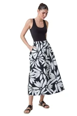 Roman Cotton Poplin Pocket Skirt for Woman UK - Ladies Spring Everyday Summer Holiday Midi Length Comfy Relaxed Fit Soft Elasticated Waist Daywear Vacation Skirts - Black & White - Size 18 Roman Cotton Poplin Pocket Skirt for Woman UK - Ladies Spring Everyday Summer Holiday Midi Length Comfy Relaxed Fit Soft Elasticated Waist Daywear Vacation Skirts - Black & White - Size 18