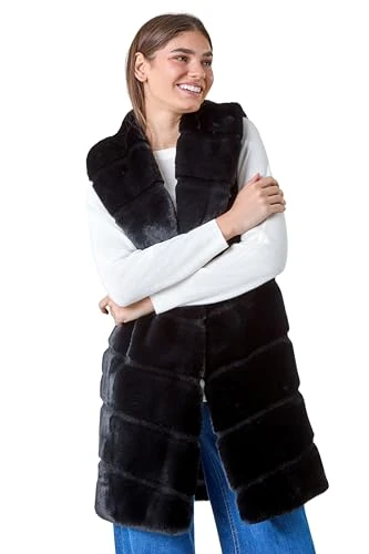 Roman Faux Fur Longline Gilet for Women UK - Ladies Autumn Occasion Winter Evening V-Neckline Comfy 