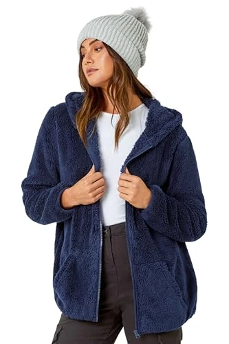 Roman Hooded Sherpa Fleece Jacket for Women UK - Ladies Autumn Everyday Winter Holiday Long Sleeve S