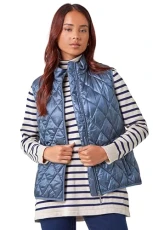 Roman Petite Hooded Quilted Gilet for Women UK - Ladies Autumn Everyday Winter Holiday Side Pockets 