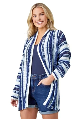 Roman Petite Stripe Longline Knit Cardigan for Women UK - Ladies Spring Everyday Summer Break Long S