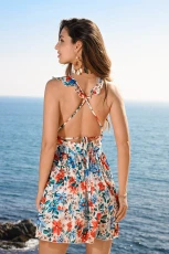 Romantic Garden Floral Mini Dress - Blue