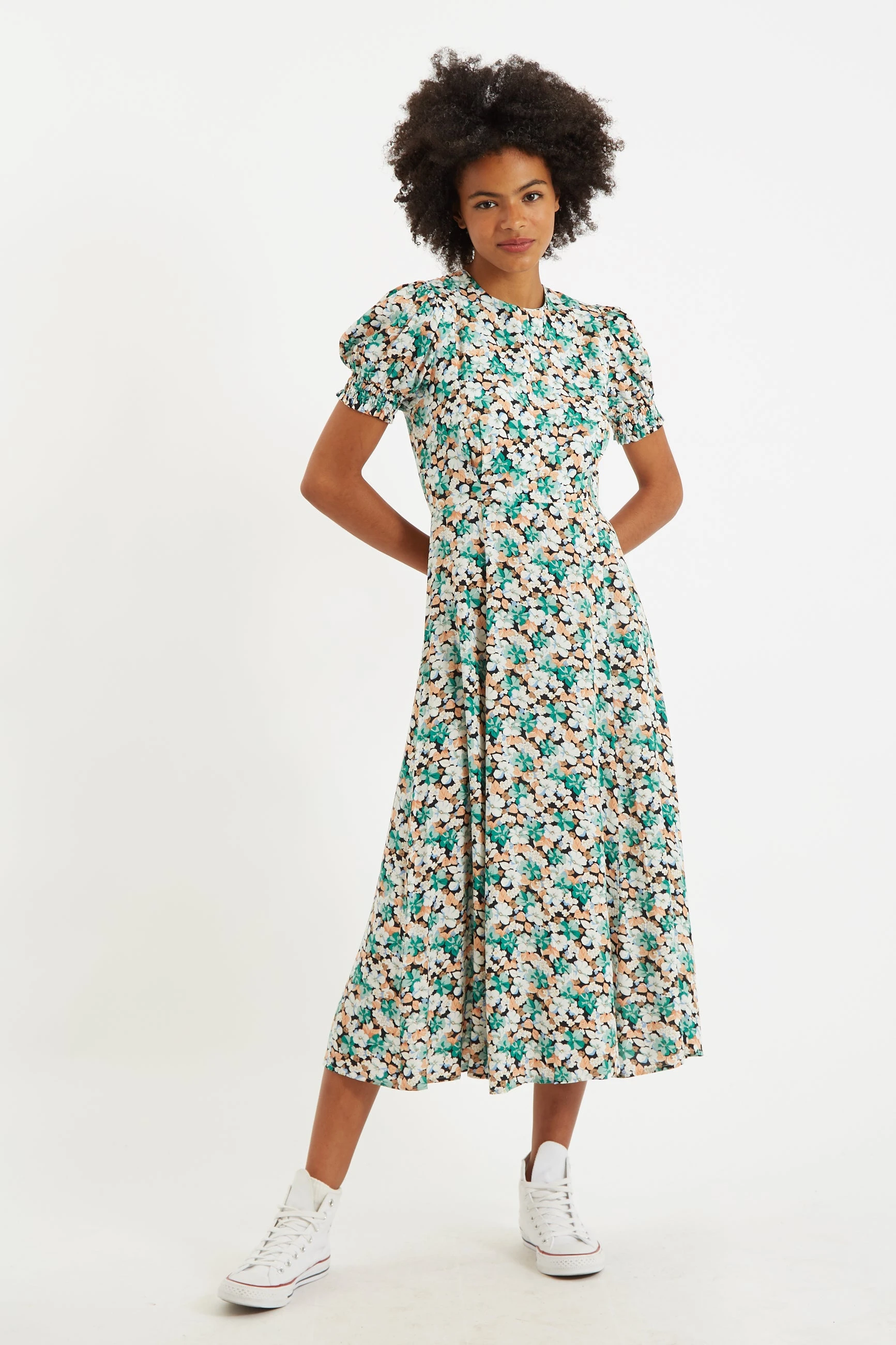 Romola Liseron Laced Back Midi Dress - Green