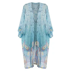 Rosalind Paisley Kimono Beach Dress One Piece Swimming Costume (Aqua, Two Size(S/M))
