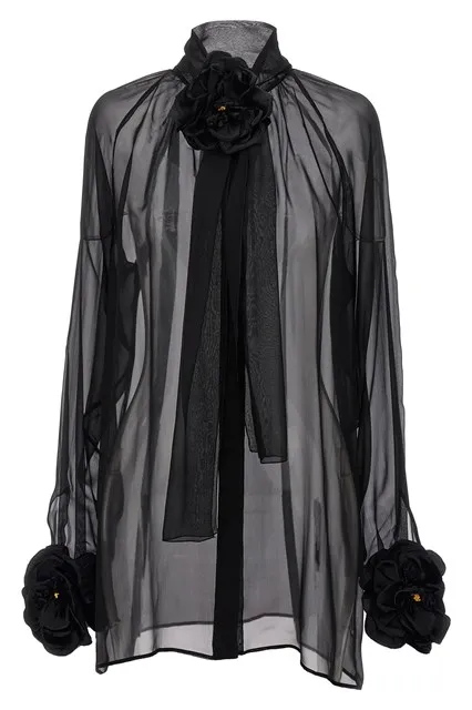 Rose chiffon shirt - Black