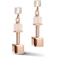 Rose Gold Avent Cube Drop Earrings - Rose Gold