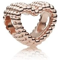 Rose Gold Beaded Heart Charm