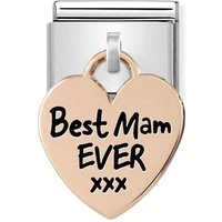 Rose Gold Best Mam Ever Heart Charm