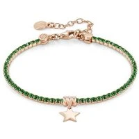 Rose Gold Chic Green Crystal Star Bracelet