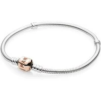 Rose Gold Clasp Silver bracelet - 17cm