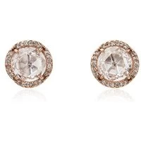 Rose Gold Clear Sparkle Round Earrings