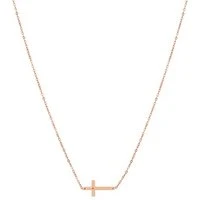 Rose Gold Cross Horizontal Necklace - Rose Gold