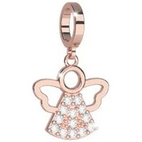 Rose Gold Crystal Angel Charm - Rose Gold