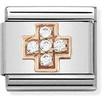 Rose Gold Crystal Cross Charm