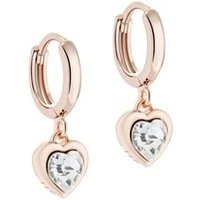 Rose Gold Crystal Heart Huggie Earrings