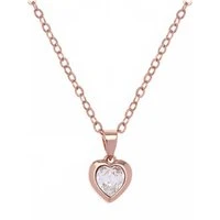 Rose Gold Crystal Heart Necklace - Adjustable