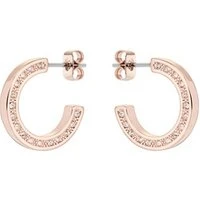 Rose Gold Crystal Hoop Earrings - Rose Gold