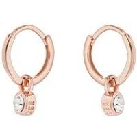 Rose Gold Crystal Huggie Earrings - Rose Gold