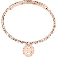 Rose Gold Crystal Letter Bracelet - C