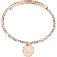 Rose Gold Crystal Letter Bracelet - J