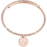 Rose Gold Crystal Letter Bracelet - M