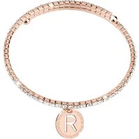 Rose Gold Crystal Letter Bracelet - R