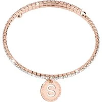 Rose Gold Crystal Letter Bracelet - S