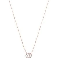 Rose Gold Crystal Link Circle Necklace - Rose Gold