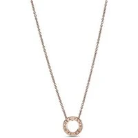 Rose Gold Crystal Logo Circle Necklace - 45cm