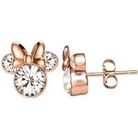 Rose Gold Crystal Minnie Mouse Earrings - Rose Gold