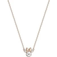 Rose Gold Crystal Minnie Mouse Necklace - Rose Gold