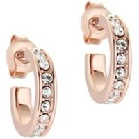 Rose Gold Crystal Nano Huggie Earrings - Rose Gold