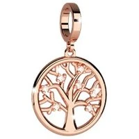 Rose Gold Crystal Tree Of Life Charm - Silver