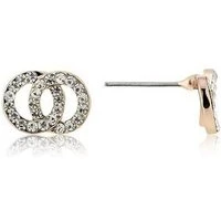 Rose Gold CZ Double Link Stud Earrings