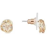 Rose Gold CZ Swirl Stud Earrings