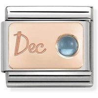 Rose Gold December Blue Topaz Charm