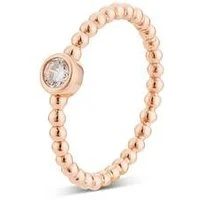 Rose Gold Dotted Crystal Stacking Ring - 52