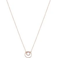 Rose Gold Double Crystal Open Circle Necklace - Rose Gold