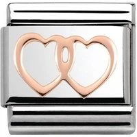 Rose Gold Double Heart Charm